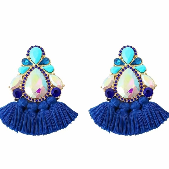 Boho Fan-Shaped Tassel Alloy Earrings - Picture 6 of 7